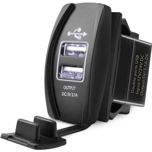 Car Truck Boat Accessory 5V/3.1A Dual USB Chargers Universal Black Power Adapter Car Accessories