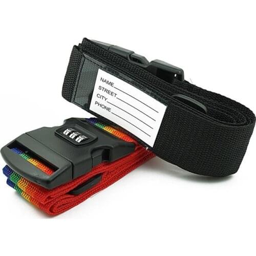Free shipping Colorful Travel Luggage Strap With 3 Digits Password TSA Lock Suitcase Secure Coded Lock Baggage Belt Strap