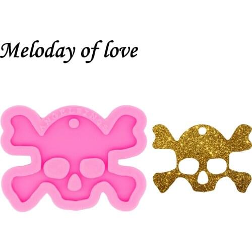 Shiny Halloween Skull Molds for Keychain DIY Model Resin Key Keychains Moulds Silicone Custom Mold DY0158