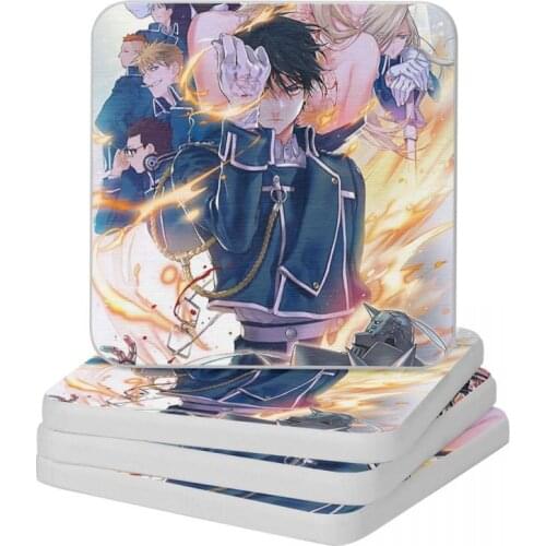 Full Metal Alchemist Mustang Cie Diatomaceous Earth Square Round Coaster Non-slip Cup Bonsai Mat Soap Toothbrush Pad 10x10cm