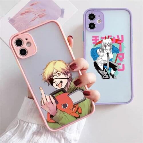 Cartoon Anime Chainsaw Man Phone Case for IPhone 12 Mini XS MAX 7 XR 11 Pro SE20 X 8 6 Plus Lovely Matte Hard PC Cover Funda