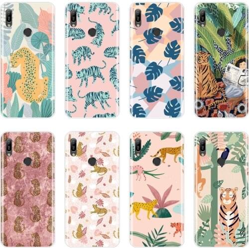 Leopard Tiger Aesthetic Leaf Back Cover For Huawei Y5 Y6 Y7 2019 Soft Silicone Phone Case For Huawei Y6 Y7 Y9 Prime Pro 2019