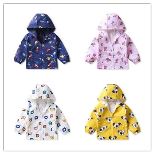 Children Coat Baby Boys Autumn Spring Cute Jacket For Boys Hooded Dinosaur Print Coat For Kids Jackets For Girls