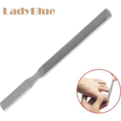 Double Side Stainless Steel Pedicure file toe Care Nail File Buffer Grinding Cuticle Pusher Polish Acrylic Gel Manicure Tool