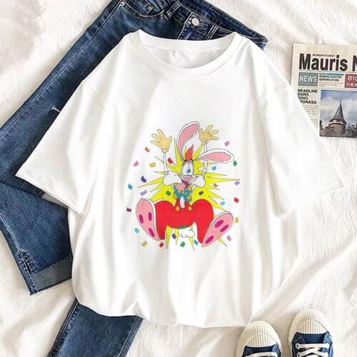 Disney Roger Rabbit Print T-shirt Women Cute Gift Tshirt For Girl Female Harajuku Graphic Tee Top Dropship