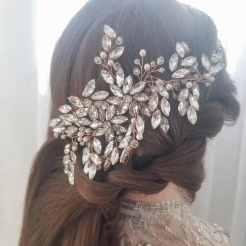 Handmade Big Crystal Hair Combs 3 Colors Luxury Full Rhinestone Combs Wedding Hair Accessories Headbands Bridal Hair Vines Bands