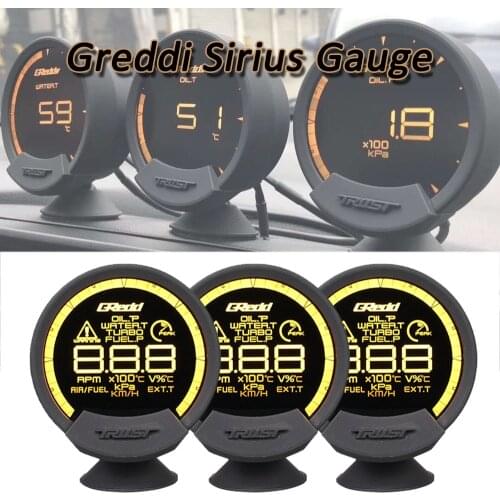 GReddi Sirius LCD 74mm Gauge Meter 7Colors Turbo Boost,Speed,Water Oil Temp Fuel Pressure RPM Air Fuel Ratio Gauge with Sensor