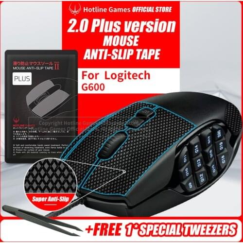 Hotline Games 2.0Plus Mouse Grip Tape for Logitech G600 MMO Gaming Mouse Anti-Slip Tape ,Grip Upgrade,Pre Cut,Easy to Apply