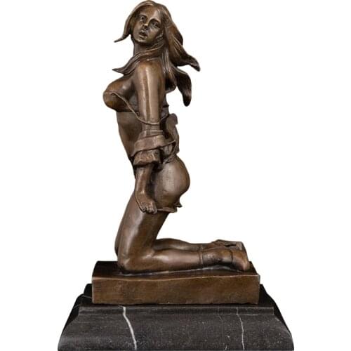 Ivorique DS-584 Western Sculpture Naked Lady Bronze Art Figurines Sexy Nude Girl Strip Statue Bar Decor Studio display