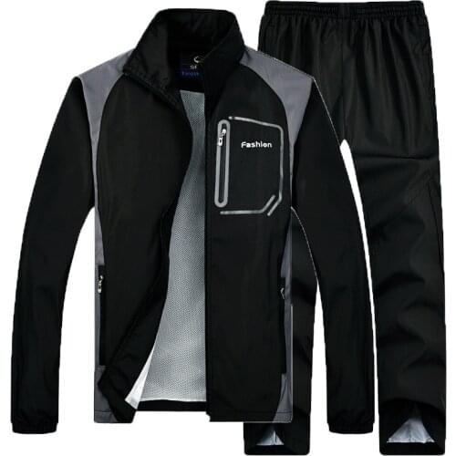Two Piece suits Autumn Clothing Jacket+Pants Sets Men Casual Tracksuit Outerwear Walking Hoodies Fitness Sportswear