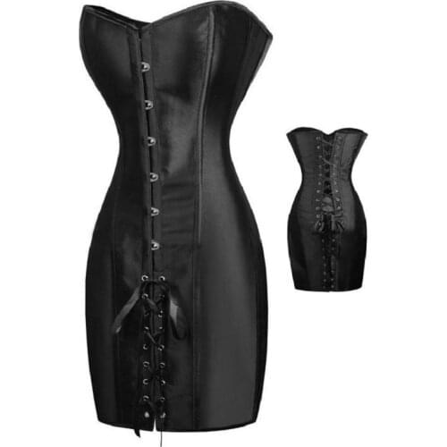 Special Long Waist Corsets and Bustiers Gothic Clothing Black Polyester Corset Dress Spiked Waist Shaper Corset Plus Size S-6XL