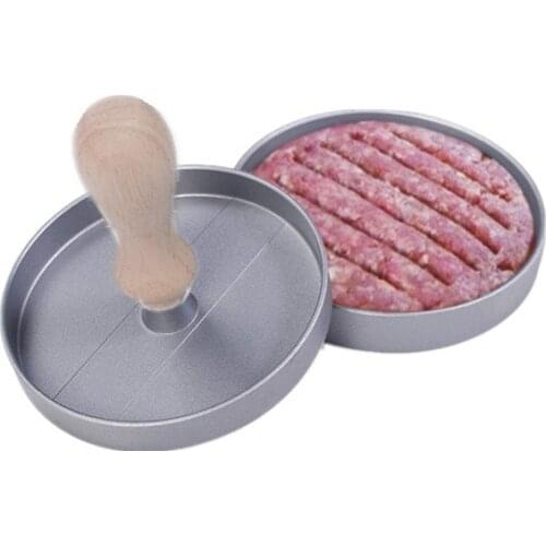 Kitchen Gadget Burger Embossed Meatloaf Pressure Mold Wooden Handle Meatloaf Meat Collector Manual Burger Press Machines