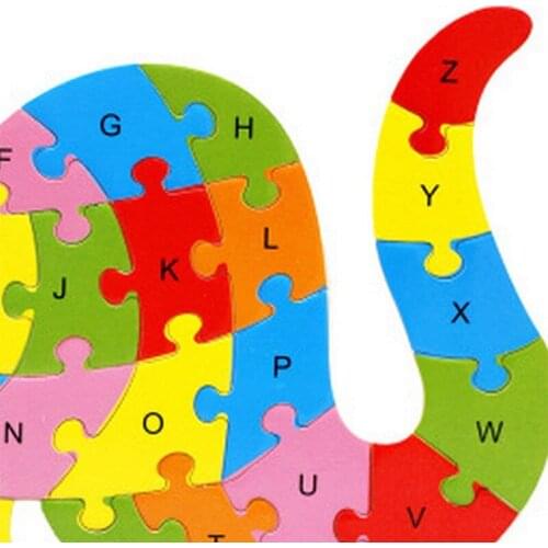 LCLL-Alphabet Puzzle 3D Wood Child Educational Games Animals Dinosaur Toy Gift