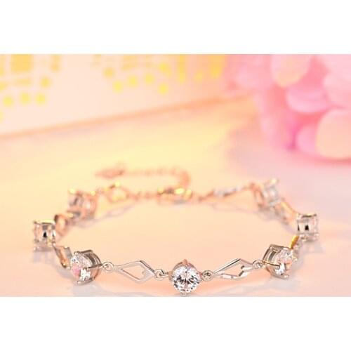 LVB32 customer send with bag 925 silver with 5 white stone size about 17cm good quality for women bracelet