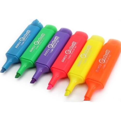 6 color head fluorescent marking highlighter pen Marker Pens Markers Painting Drawing Stationery Office school supplies Writing