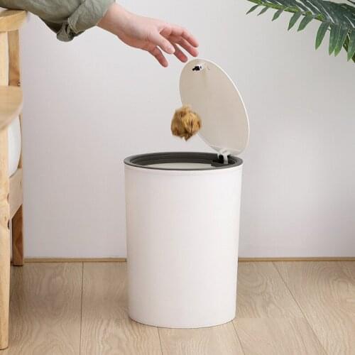 Bullet Cover Trash Can Nordic Household Paper Basket Living Room Bedroom with Cover Personality Plastic Kitchen Trash Can Bins