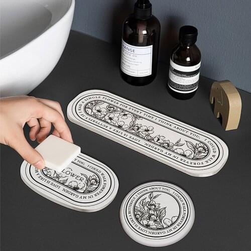 Absorbent Diatomite Coaster Quick-dry Soap Pad Nordic INS Bathroom Shelf Non-slip Tea Cup Holder Shower Room Tabletop Decor