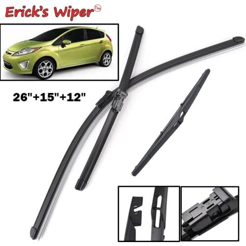 Ericks Wiper Front Rear Wiper Blades Set For Ford Fiesta 7 2008-2016 Windshield Windscreen Front Rear Window 26"+15"+12"