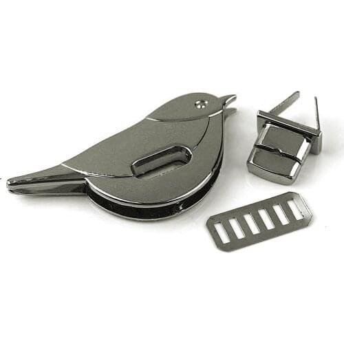 1 Cord Lock Novelty Zinc Alloy Bird Shaped Turn Button Clasp Metal Bag Buckle Twist Locks Supplies for Leather Purse Handbag DIY