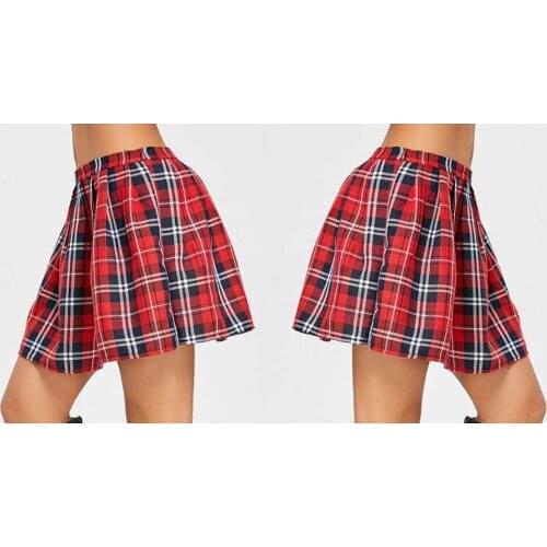 Spring Newest Skirts Womens Sexy Casual Cute Summer Plaid Pleated Skirt Short Girls Cheerleaders Costumes
