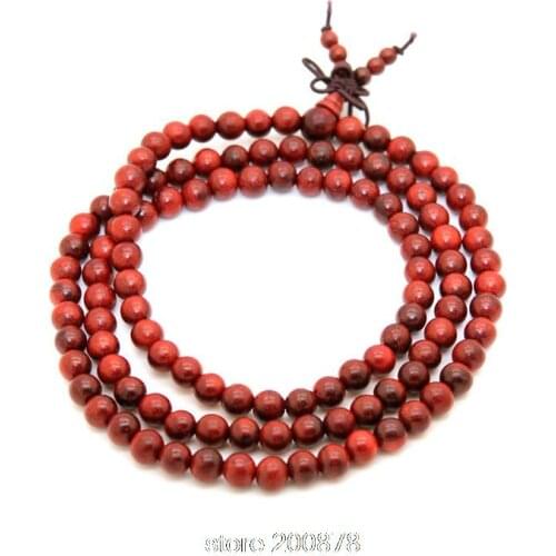 Wholesale 10PCS Natural African Red Sandalwood Bracelets 6/8mm Buddhist 108 Prayer Beads Mala Free ship