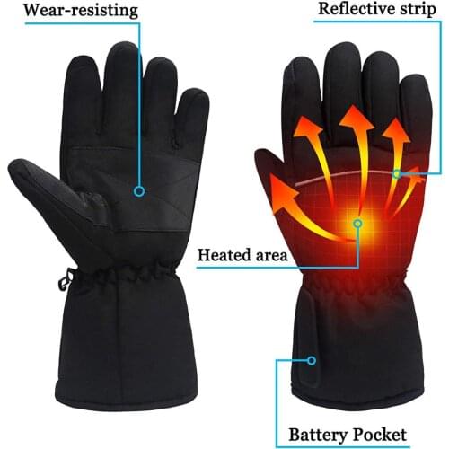 Electric Heated Gloves with battery box full finger Glove for Skiing Hiking Climbing Driving