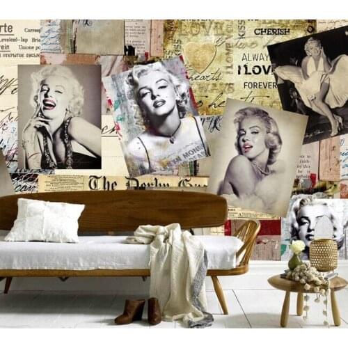 Custom retro wallpaper, sexy Monroe murals for the living room bedroom TV background wall waterproof papel de parede