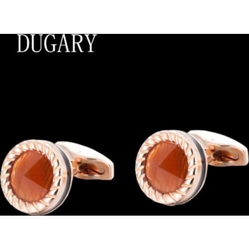DUGARY Luxury shirt cufflinks for mens Brand cuff buttons cuff links gemelos High Quality Round crystal abotoaduras Jewelry