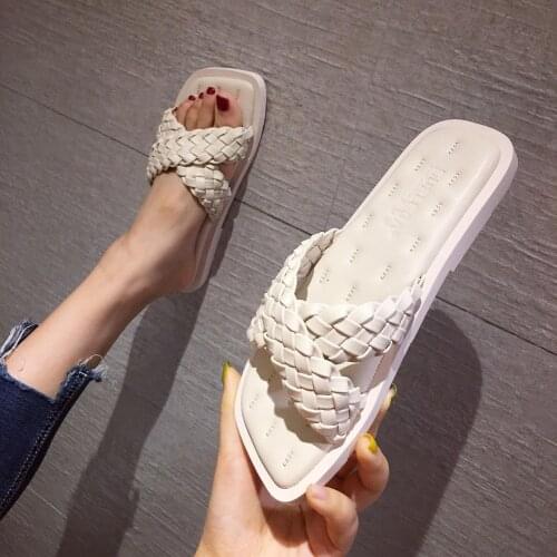 Sandals women flat-bottomed fairy windy students wear woven cross-belt soft-soled slippers woman slippers wome shoes