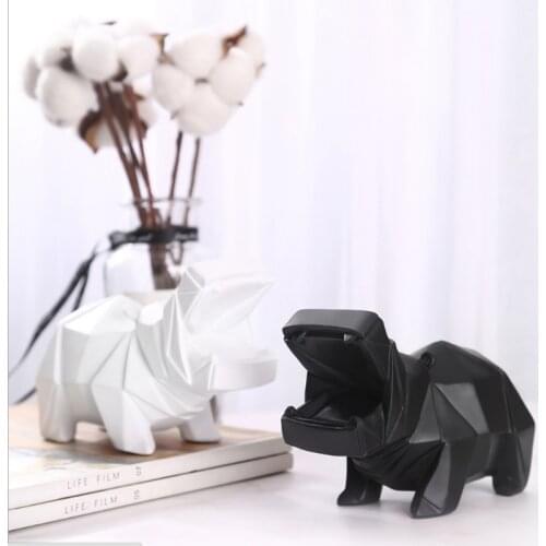 Cute Resin Save For Money Home Decor Piggy Bank For Money Creative Polygon Hippo Polar Bear Moneybox Kids Toy Money Saving Box