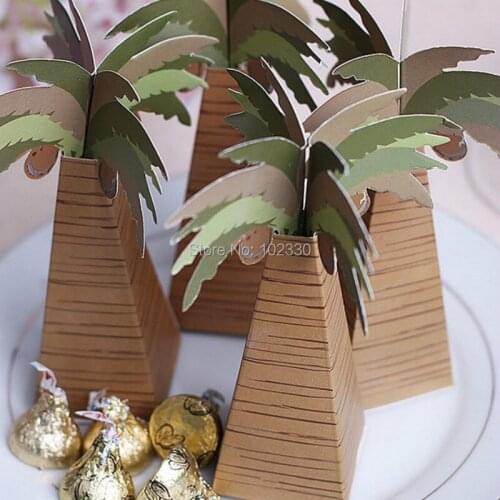 Wedding Favor Box Coconut Palm Tree Baby Shower Favor Box Wedding Accessories Decoracion Boda Wedding Favors and Gifts S201796
