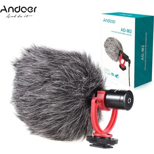 Andoer AD-M2 Microphone Photography MIC Metal Video Mic 3.5mm Plug for Huawei Smartphone Canon Nikon Sony DSLR Camera Camcorder