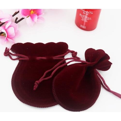 High Quality 100pcs/lot Dark Red color Drawstring Velvet Gourd Bags Pouch Favor Christmas/Wedding Jewelry Gift Bag For Boutique