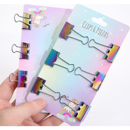 6pcs/set Colorful Metal Binder Clips Electroplating For Journal Back To School Office Supplies Presented By Kevin&sasa Crafts