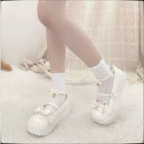 Mid Heel Platform Sweet Loli Girl Female Kawaii Tea Party Japanese Women Cosplay Round Toe Thick Bottom Flats Anime Lolita Shoes