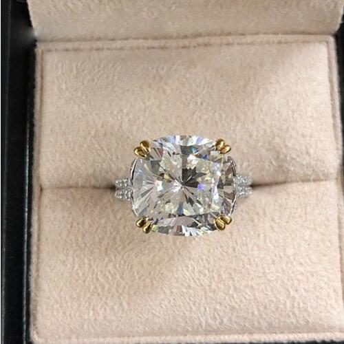 100% Real 925 Sterling Silver Ring Brand 21ct Created Moissanite Big Stone Wedding Engagement Rings for Women Fine Jewelry