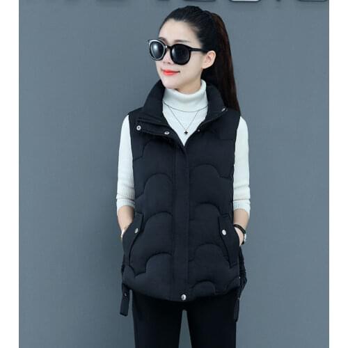 #0810 Winter Vest Women Short Vest Waitcoat Female Slim Down Cotton Bodywarmer Vest Coat Female Casual Sleeveless Jacket Zipper