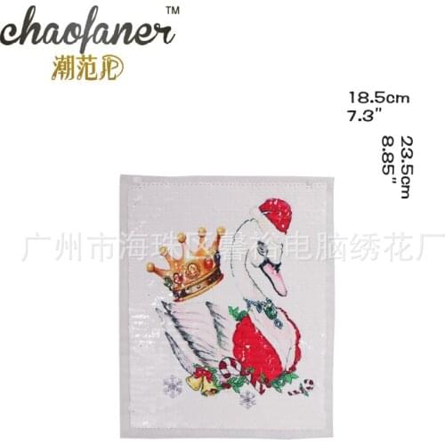 10pcs/lot 3D Sequined Animal Embroidery Patches Peacock Swan Printed Cloth DIY Clothing Bag Decoration