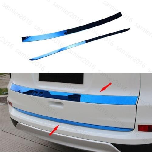 2x Blue Fit For Honda CRV CR-V 12-16 Steel Rear Truck Tailgate Cover Trim Stripe