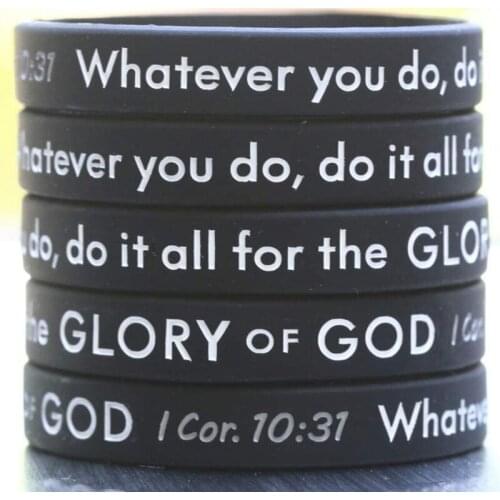 300pcs I Corinthians 1031 Do it All for The Glory of God Silicone Wristbands Bracelets Free Shipping by DHL