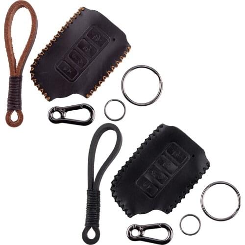4 Buttons Car Accessories Leather Remote Key Fob Shell Case Bag Holder & Chain Black/Brown Fit for Lexus IS GS RX ES NX LS RC LX
