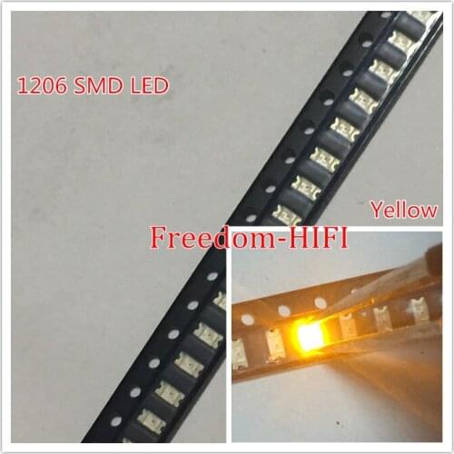 500PCS SMD 1206 LED YELLOW Ultra Bright SMD LEDs 1206 yellow 1206 Diodes light-emitting diodes 580-590nm 3.2*1.6mm