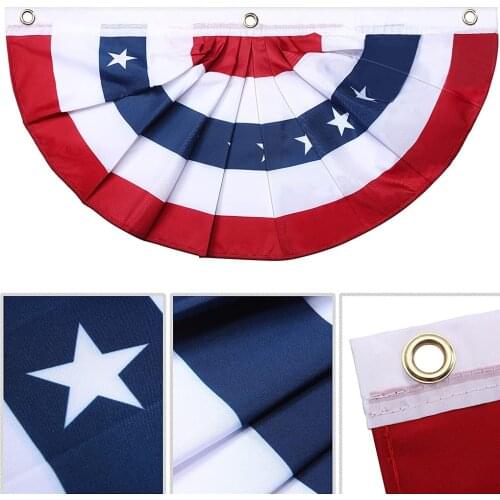 American Flag Bunting Patriotic Pleated Half Fan Flag USA Porch Red White and Blue Bunting for 4th of July 45x90cm