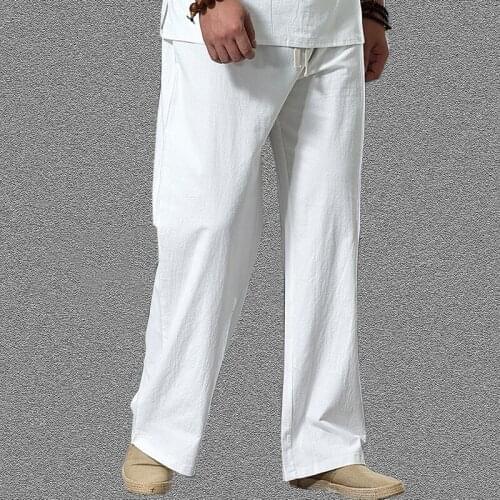 Mens Cotton Tall Big Sizes Wide Leg Linen Pant Pants Large Size Summer Oversized Jogger Trousers Male Plus Size Loose Pants Men