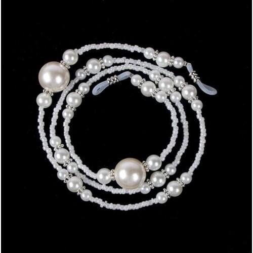 1Pc New 65cm Pearl Beaded Sunglasses cord Sun Glasses Chain Necklace Lanyard Eyeglass Holder Neck Strap Rope for glass white