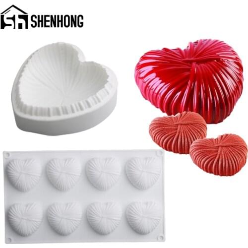 SHENHONG Heart-Shape Mousse Moulds Pastry Baking Tools Chili Carrot Silicone Cake Molds Dessert Decorating Pan Kitchen Bakeware