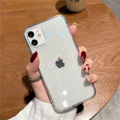 Gradient Rainbow Laser Cases For iPhone X XS Max XR Transparent Soft Fundas For iPhone 11 12Pro 6S 7 8 Plus Clear Acrylic Covers