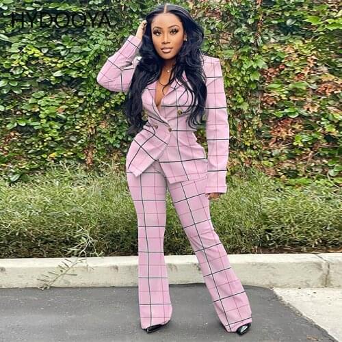 HNDOOYA Women's Trouser Suits In A Cage