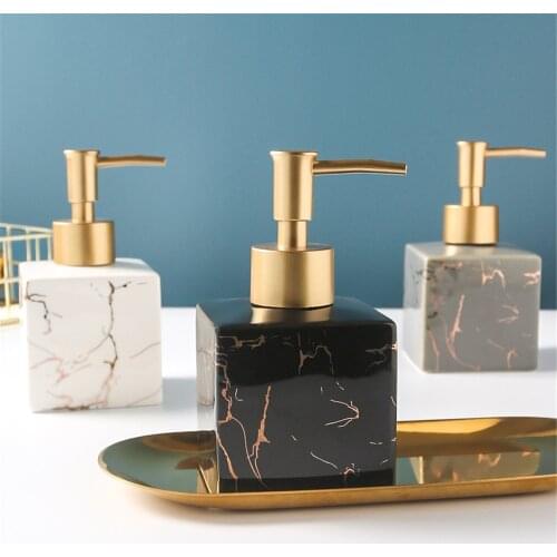 280ml Ceramic Soap Dispenser Marble Pattern Square Shampoo Bottles Bathroom Shower Gel Hand Washing Empty Refill Sub-bottle