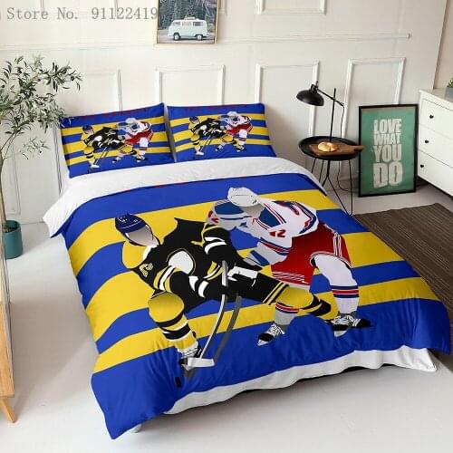 3D Print Bedding Set Ice Hockey Duvet Cover Pillowcase Comfortable Microfiber Single Queen Double Size Bedclothes Home Textiles
